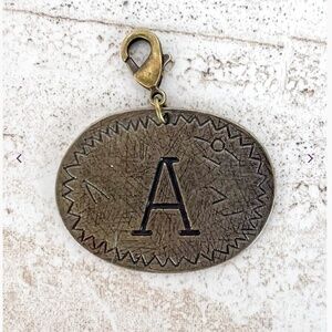 Boho “A” Bronze Oval Letter A Charm